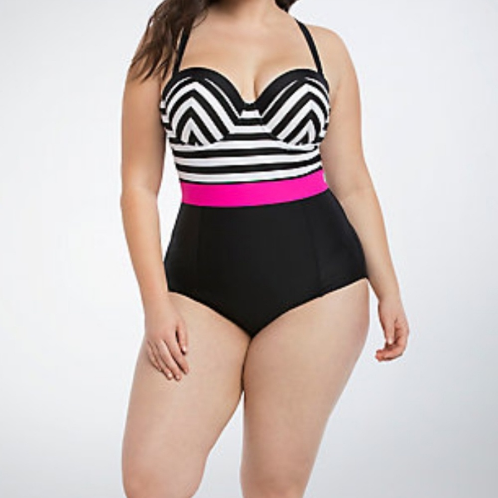 Colorblock one piece swimsuit